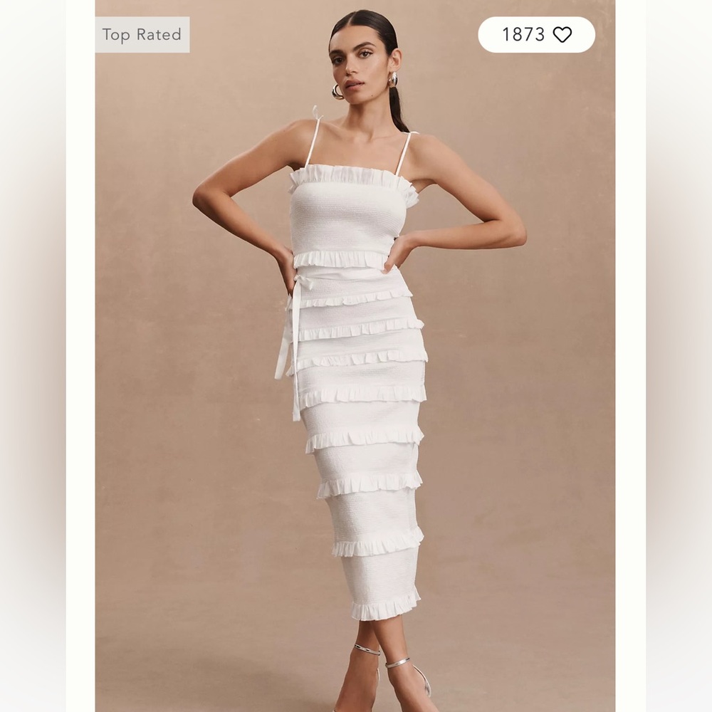 V. Chapman Lily Ruffle Dress - White, Size 2